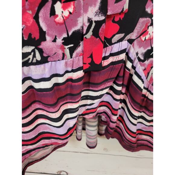 Du Joir Black Red Floral V-Neck 3/4 Sleeve Faux Wrap Maxi Dress Women's Sz XLP - Picture 16 of 16